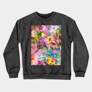Vintage floral garden, shabby chic, vintage botanical, flowers illustration, pink vintage floral pattern Crewneck Sweatshirt